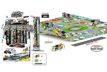 4Pcs Mini Inertial Cars With Road Map - Assortment